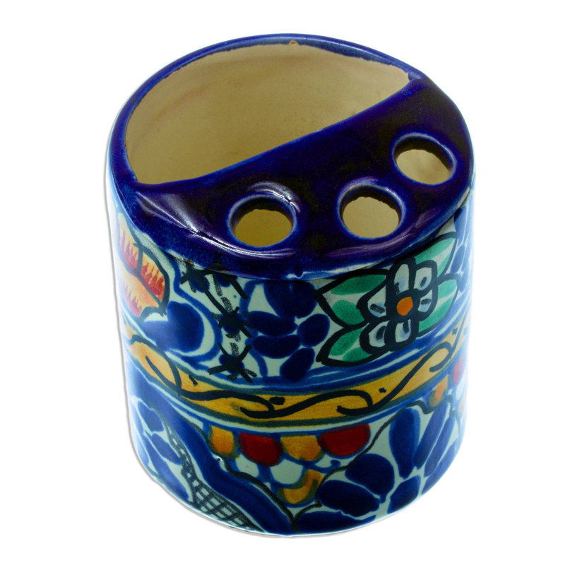 Porte-brosse à dents fleur de cobalt