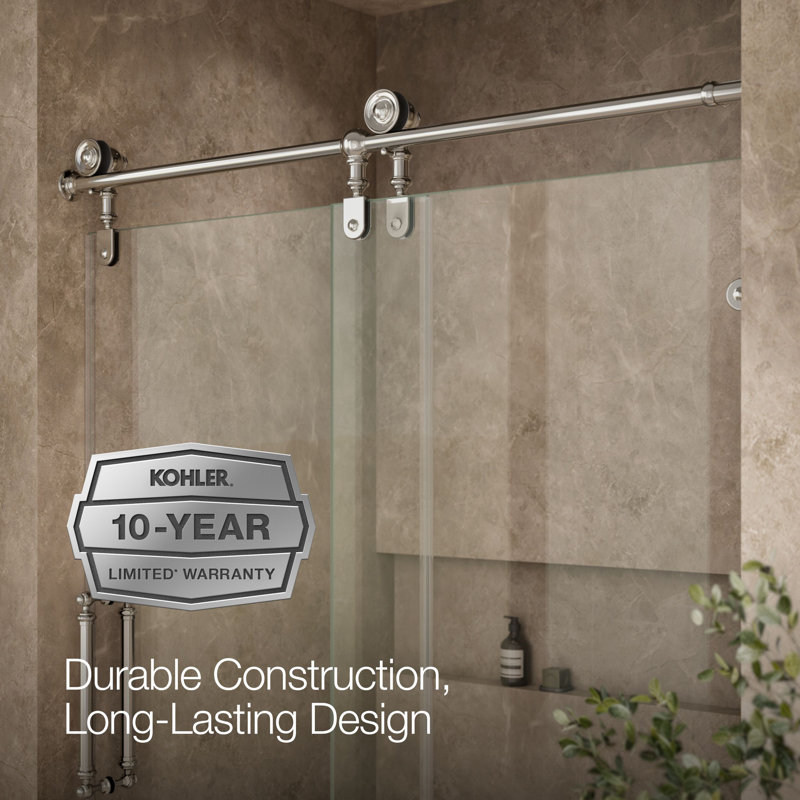 Artifacts 80-7/8 In. H Sliding Shower Door With 3/8 In.-Thick Glass, Polished Nickel