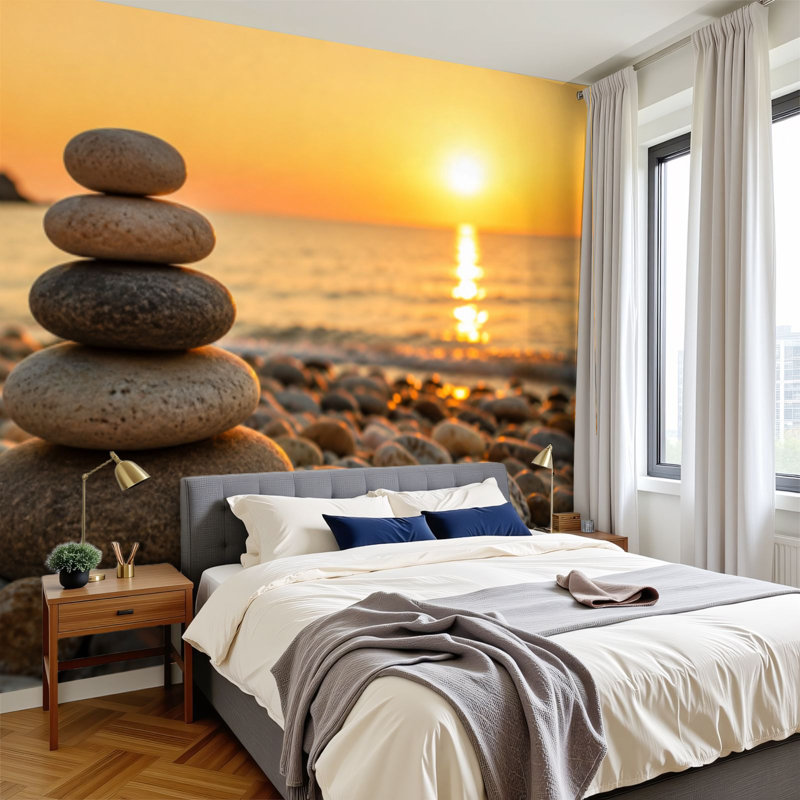 Murale auto-adhésive moderne pour la chambre à coucher Peel and Stick L 100 po x l 144 po - avec pierres solitaires