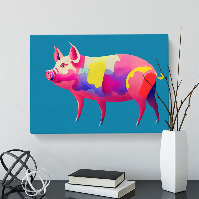 Watercolour Pig Vol.2 Abstract - Wrapped Canvas, 50cm H x 76cm W x 3cm D
