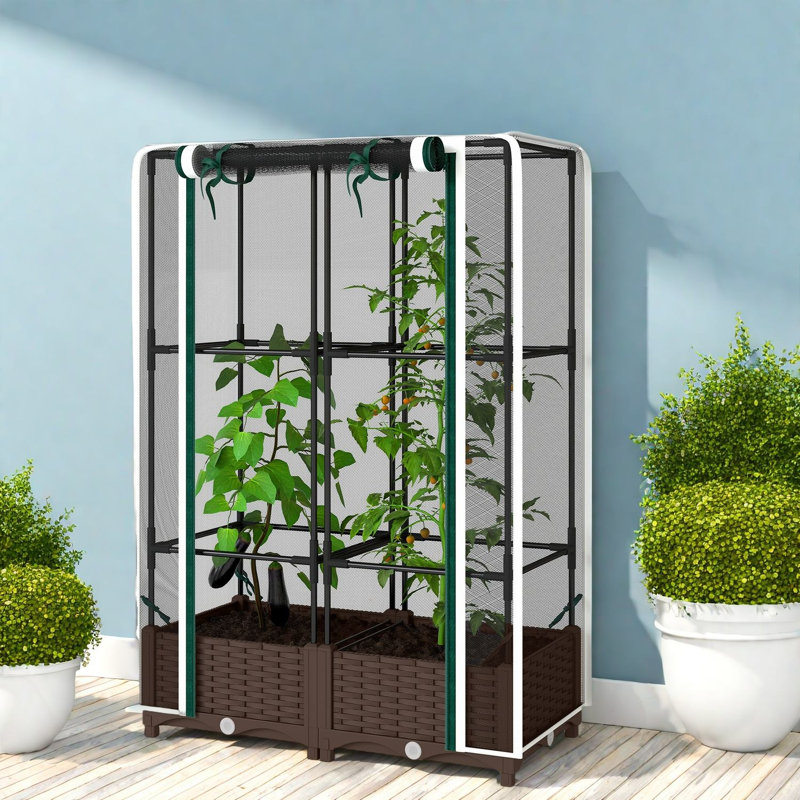 Jardinières multifonctionnelles avec treillis réglable, polypropylène durable pour les jardins extérieurs