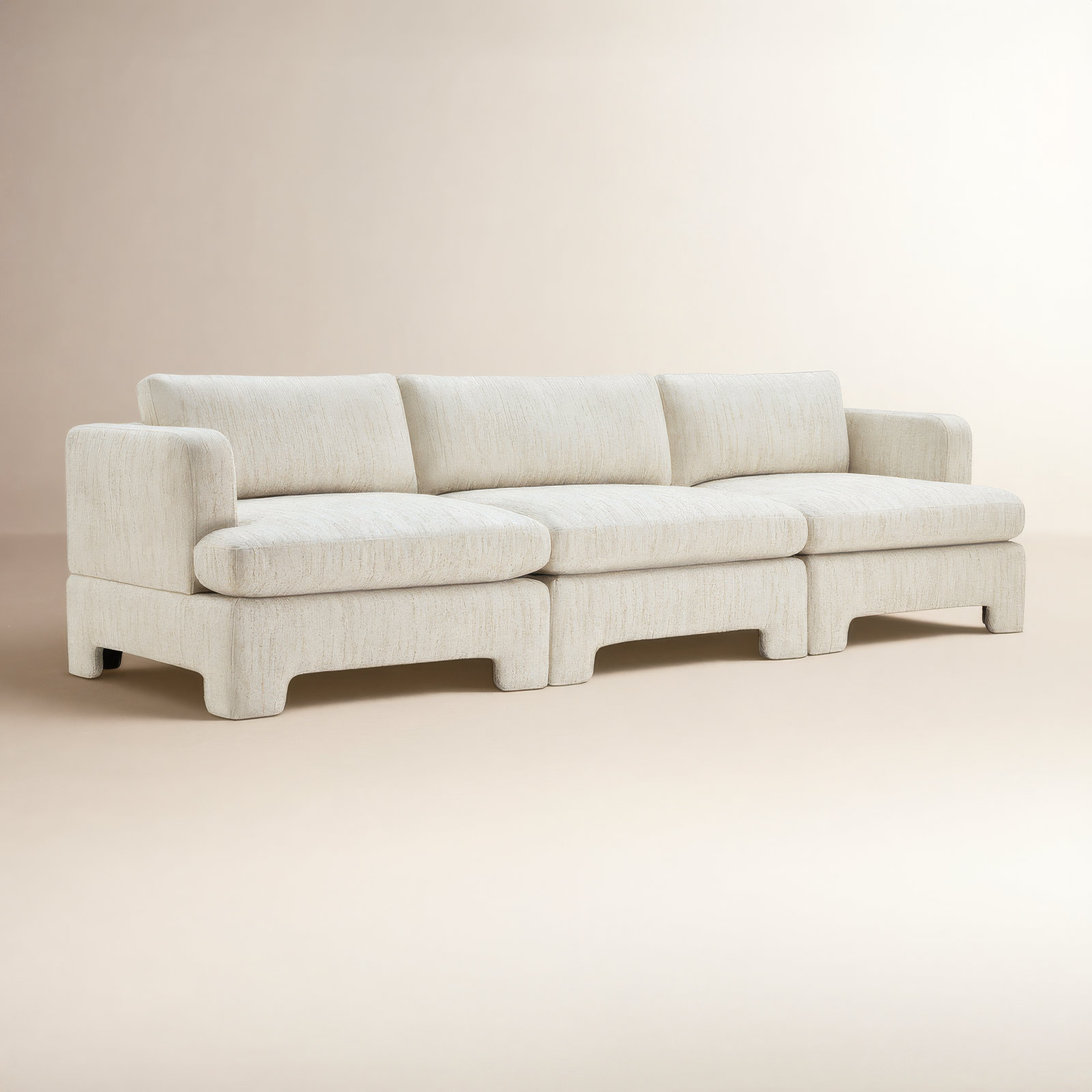 Jolie 116" Modular Sectional, Mellow Natural Textured Boucle