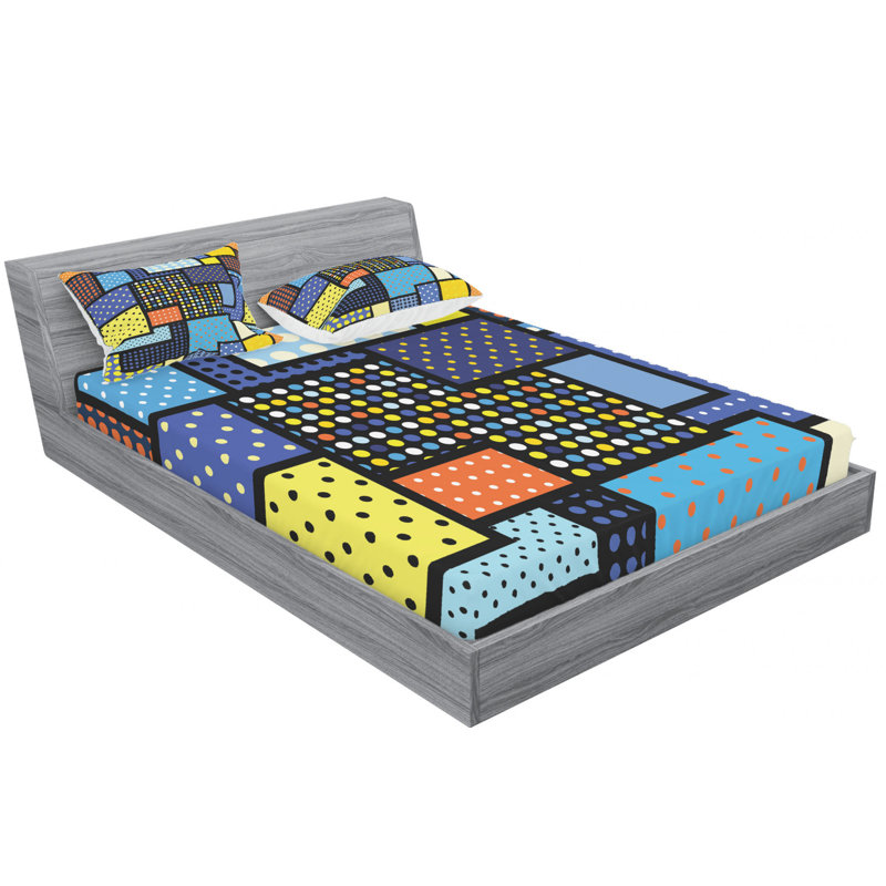 Microfiber Polka Dots Sheet Set, Full Sheet Set with Fitted Sheet