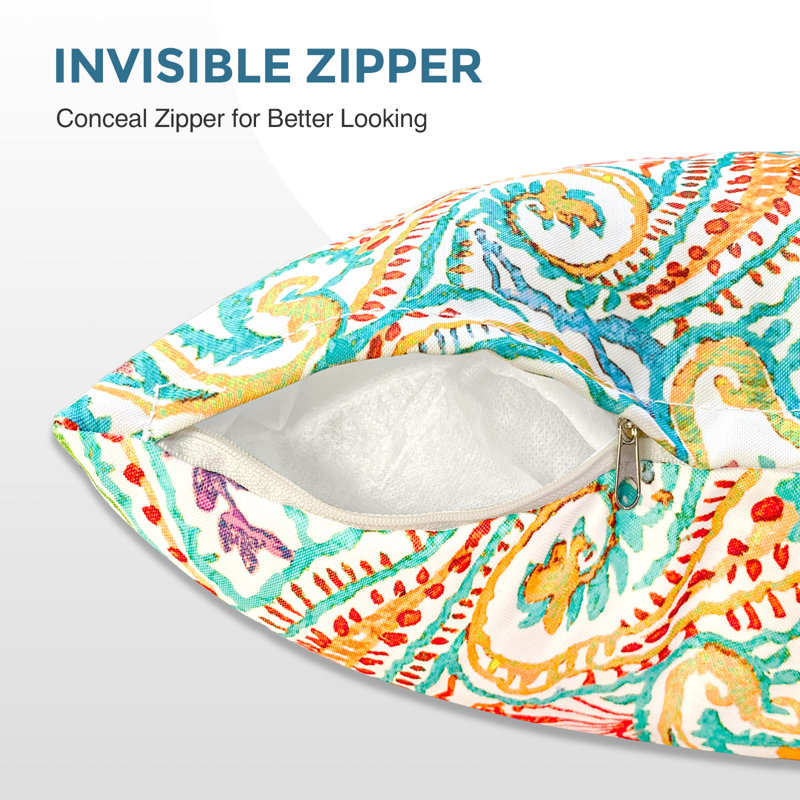 Paisley White Outdoor Cushion Covers Set of 4