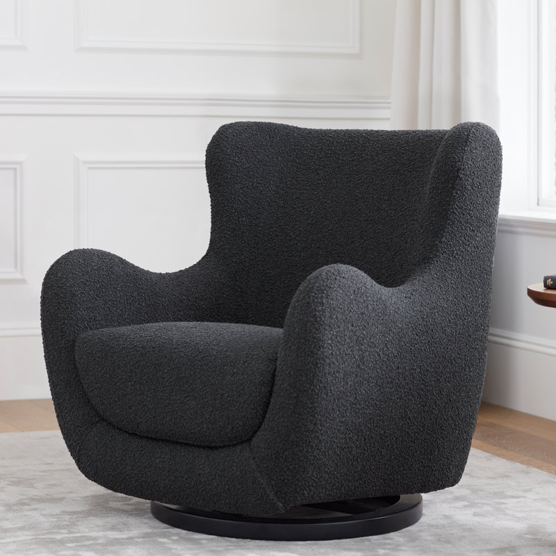 Solstice Swivel Glider in Boucle, Black Boucle