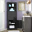 Grande armoire de rangement de coin pour salle de bain 68,9 po avec tiroirs et tablettes réglables pour petits espaces-1792166213