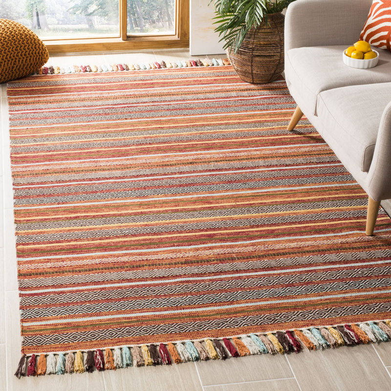 Montauk Hand Woven Cotton Striped Rug, Rectangle 5' x 8'