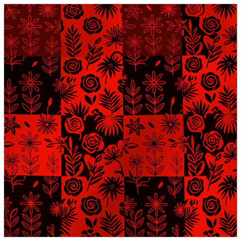 Coussins décoratifs rouges et noirs à motif floral, 16 x 16 pouces
