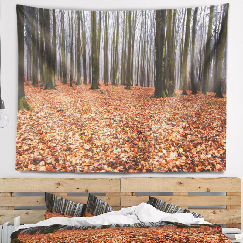 Tapisserie de forêt d'automne enchantée et magique, H 78 po x l 92 po