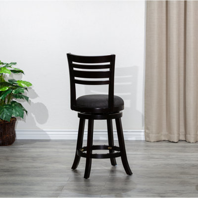 Tabouret pivotant de 24 po à hauteur de comptoir, siège en tissu gris anthracite - Protecteurs de plancher inclus