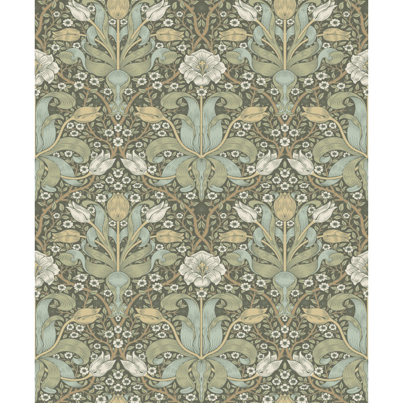 Papier peint damas Spring, Vert