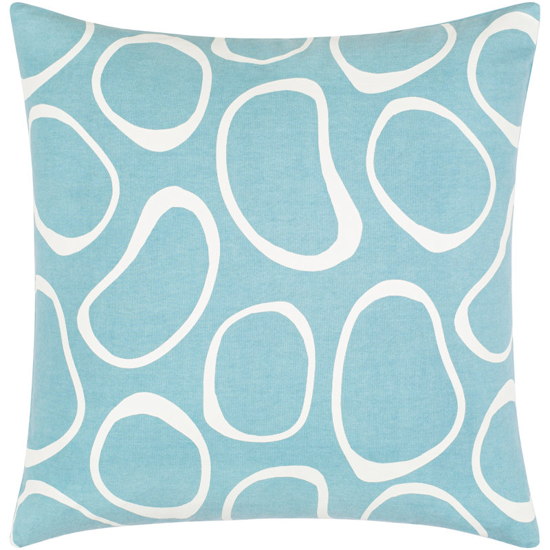 Lachen Abstract Down Reversible Throw Pillow, 20" x 20", Teal/Cream