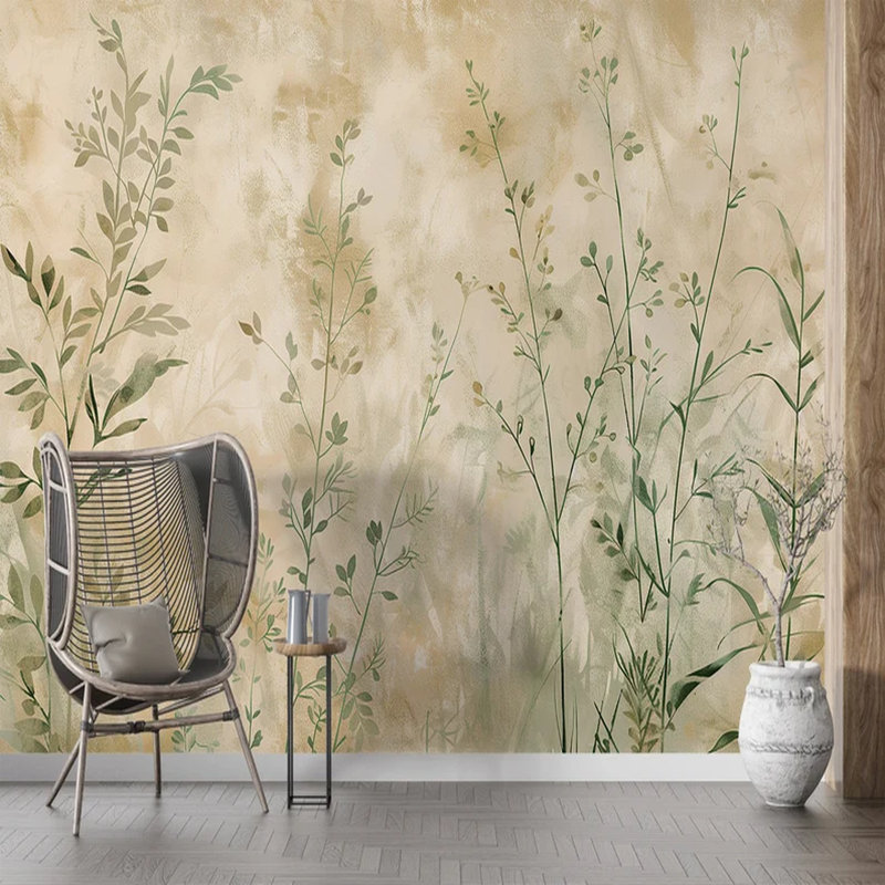 Soft Botanical Breeze On Sandy Canvas, 108" L x 192" W