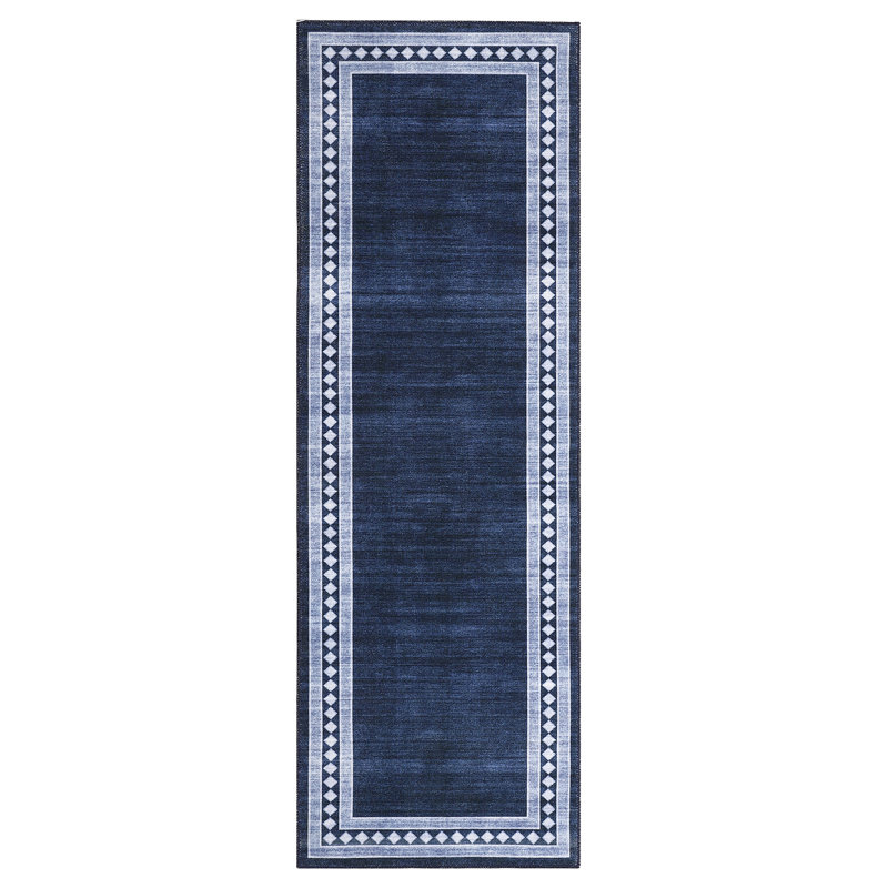 Machine Washable Rug Modern Geometric Hallway Rug With Rubber Backing Low Pile Indoor Carpet for Entrance Kitchen Bedroom