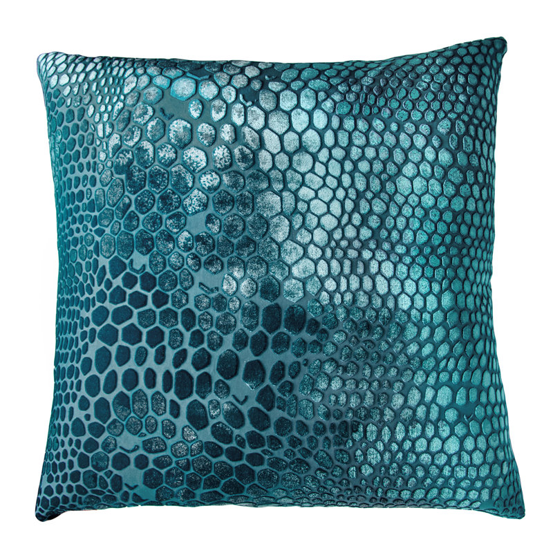 Square Velvet Pillow Cover & Insert, 20"H x 20"W, Pacific