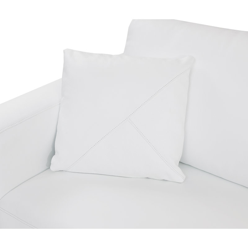 Palombo Genuine Top Grain Italian Leather Sectional, White, Right Hand Facing