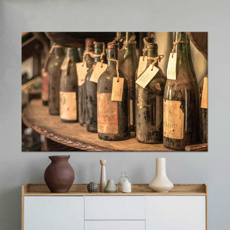 Impression sur toile de bouteilles de vin rétro: bar élégant, décor de restaurant, toiles à cadre blanc 1P