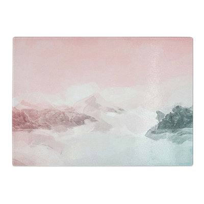 Tempered Glass Cloudy Mountains Chopping Board