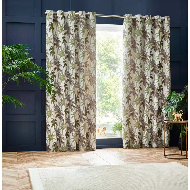 Galapagos Room Darkening Curtain Pair, Green, 117 W x 137 D cm