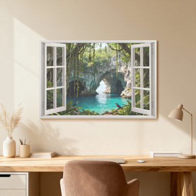 Paysage et nature, grotte tropicale, cascade, oiseaux de la fenêtre, vue