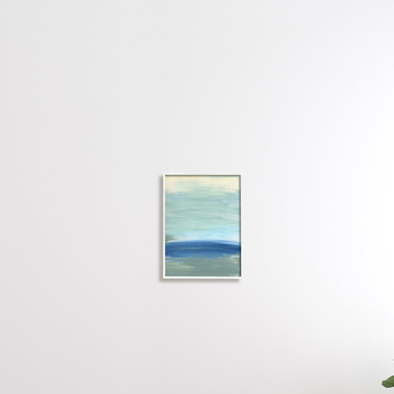 Vague nautique, inspiration, vagues bleues fluides - Peinture, H 30 po x l 24 po, Giclée encadrée noir minuit