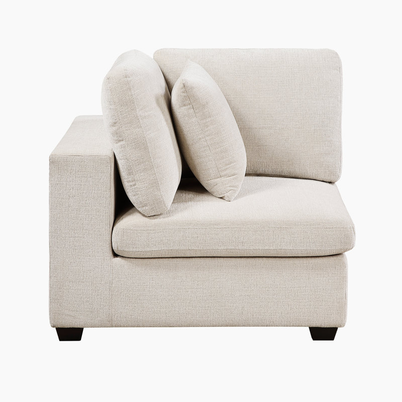 Siège de coin en chenille moderne et contemporain de 42 po avec coussins réversibles et coussin décoratif assorti Veronneau