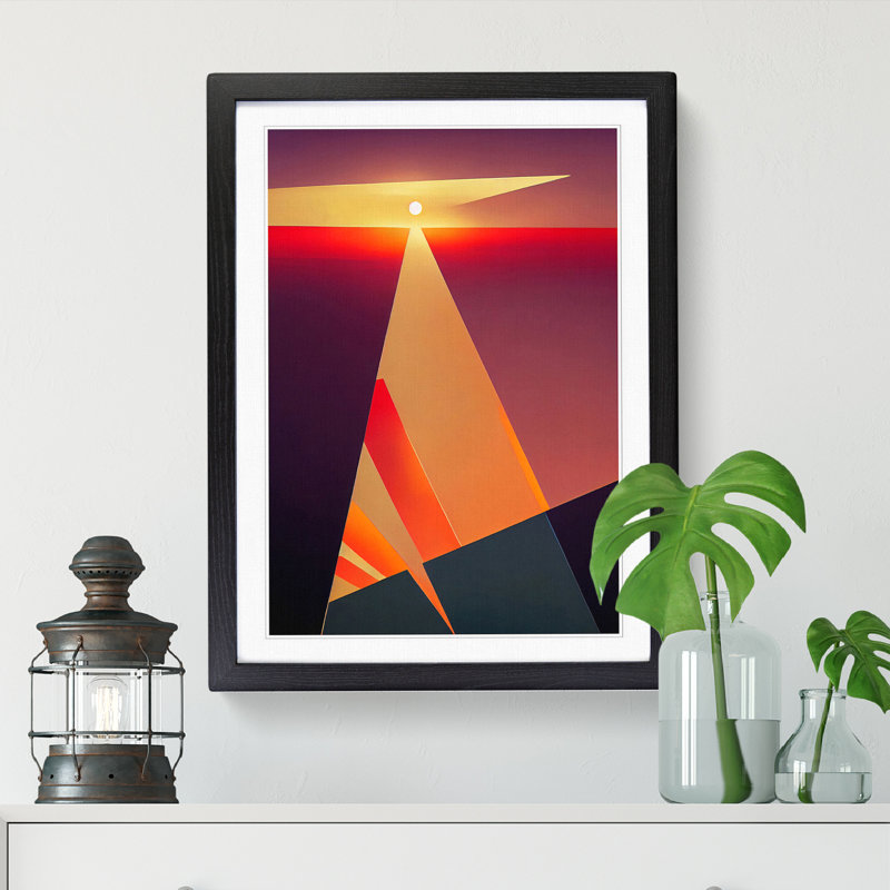 Sunset Futuristic - Picture Frame Print, 64cm H x 25cm W x 2cm D, Oak