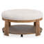 Aspect rustique de couleur beige, siège en lin, finition brossée et support de tablette inférieure ouvert, ton naturel avec tissu, finition, support de siège