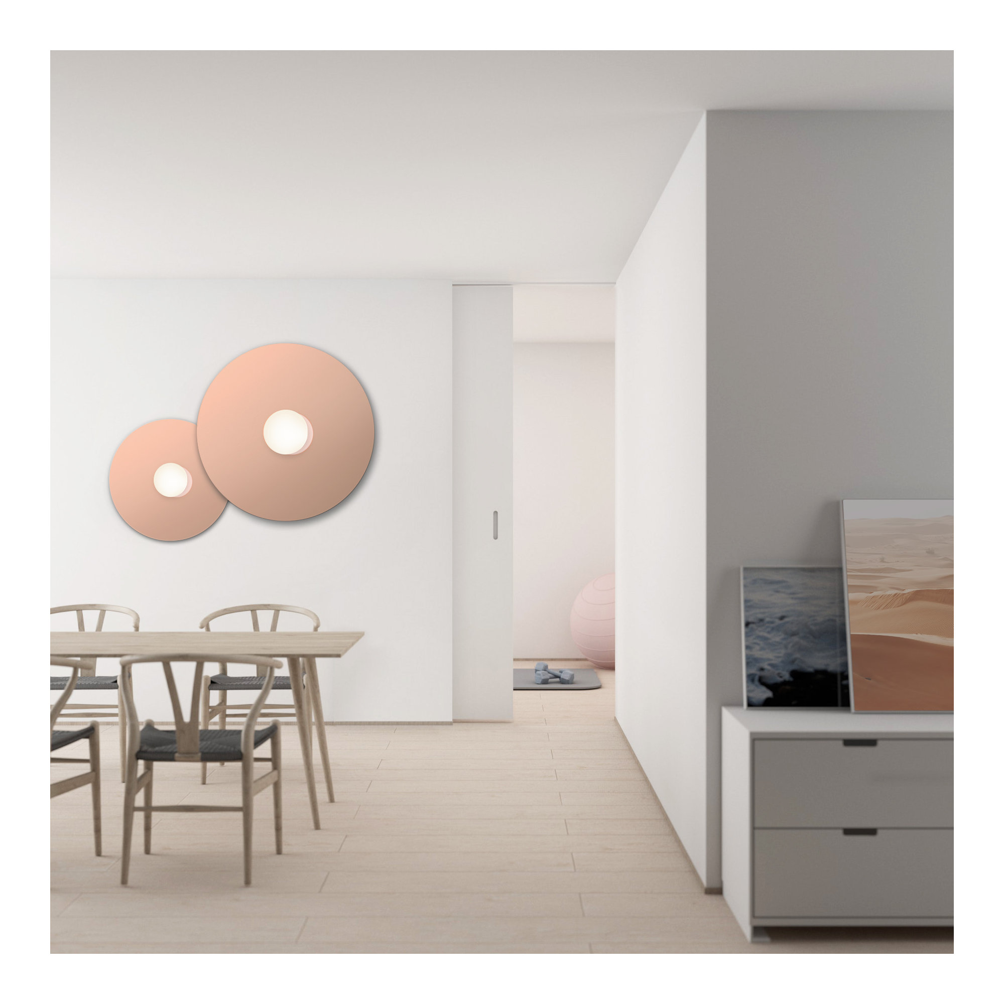 Bola Flush Disc, 7.2" H x 22" W x 22" D, Rose Gold