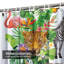 Rideau de douche à bordure tropicale avec feuilles exotiques et fleurs de palmier exotiques avec 12 crochets-1825984145
