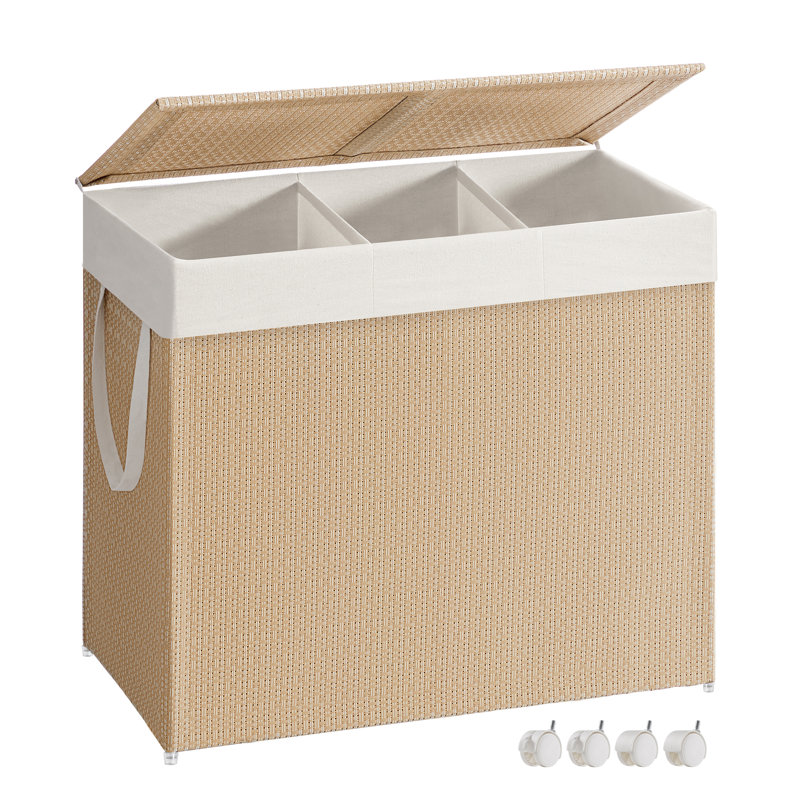 Rolling Laundry Hamper with Handles, 65cm H x 66.5cm W x 37.5cm D