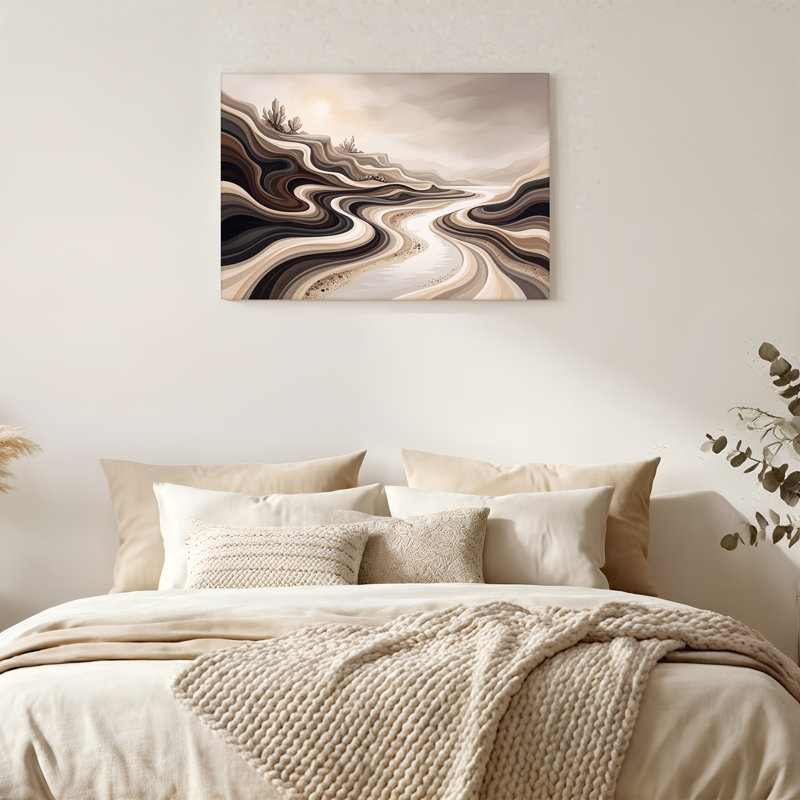 Art mural sur toile Stylized Earth Toned Hills with Crystals, 12"H x 18"W