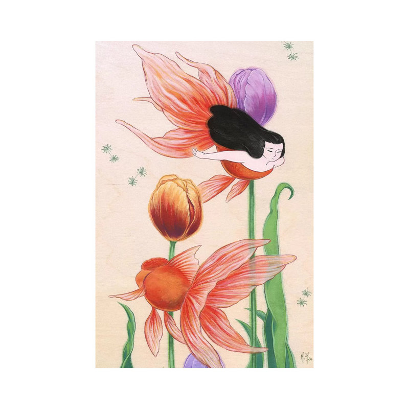 Goldfish Mermaids Tulips by Martin Hsu - Print on Canvas, Wrapped Canvas, 66.04 cm H x 45.72 cm W x 1.91 cm D
