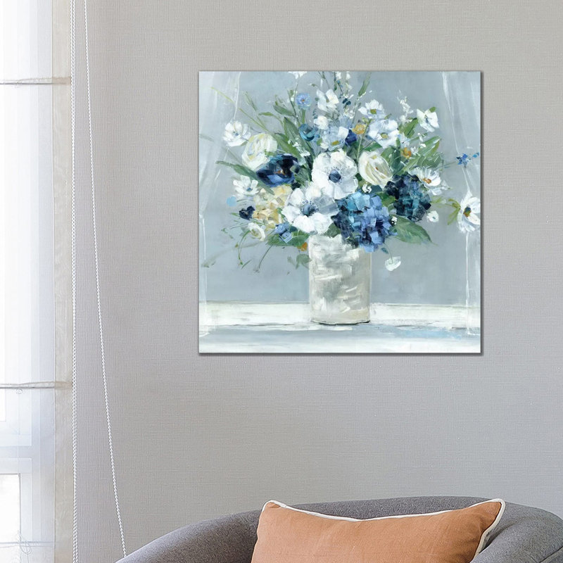 Be Happy Blue by Sally Swatland - Wrapped Canvas Painting, 66.04 cm H x 66.04 cm W x 1.91 cm D