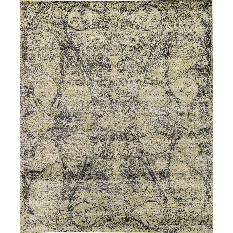 Tapis gris anthracite de haute qualité noué à la main