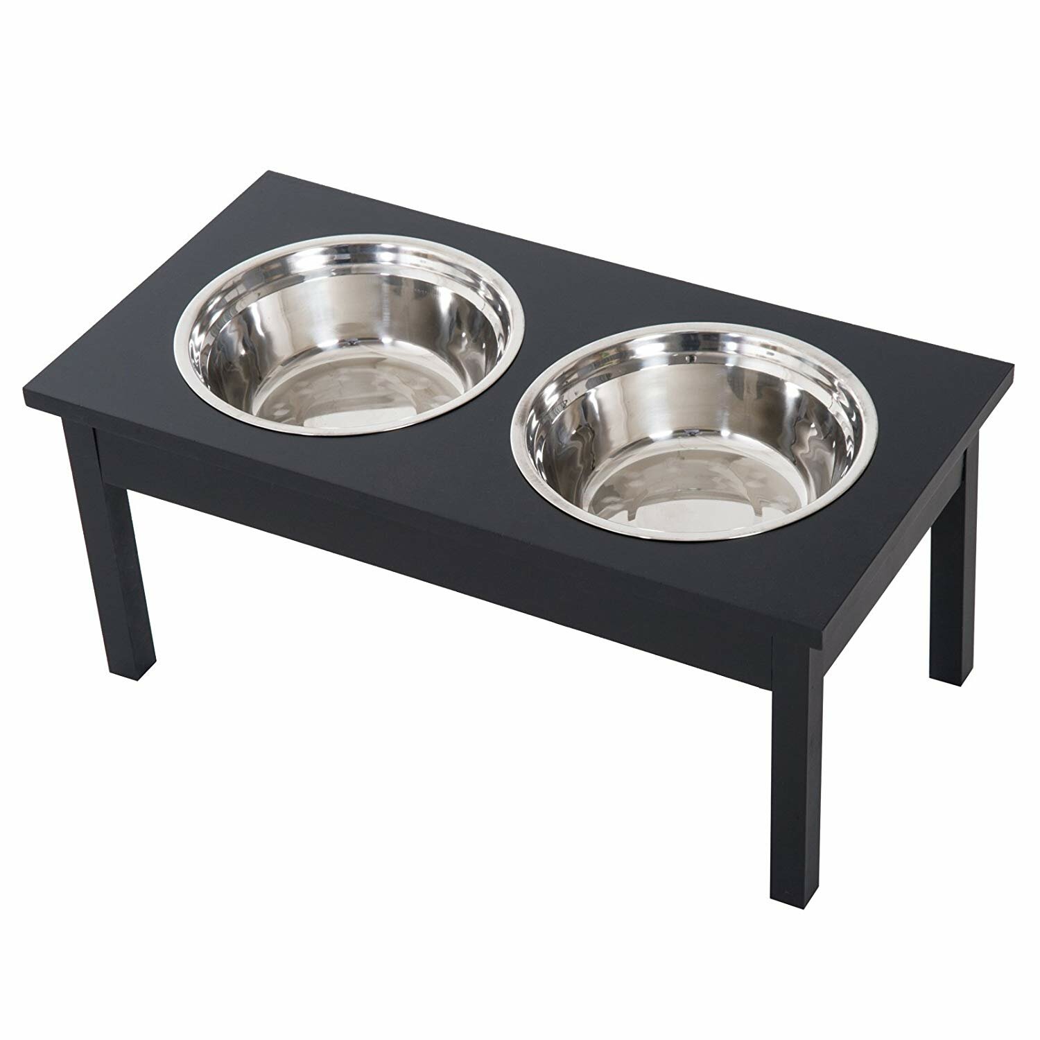 PawHut Elevated Dog Bowls with Stand for Large Dogs, Natural