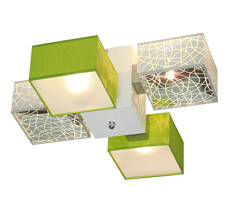 Miranda Semi Flush Mount, Wenge, Silver and green