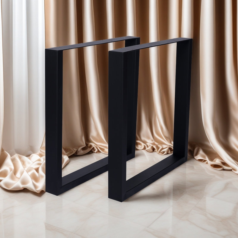 Pieds de table carrés et larges en métal, H 28,5 po x l 27,6 po x P 3,1 po