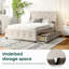 Structure de grand lit avec rangement et plateforme en métal gris anthracite, support solide, options de chambre à coucher sans sommier,