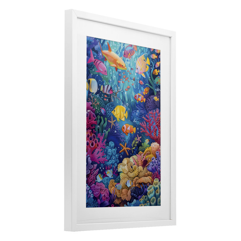 Exotic Tropic Life Fish, reproduction encadrée sous verre, design par LSR Design Studio, H 20 po x l 14 po