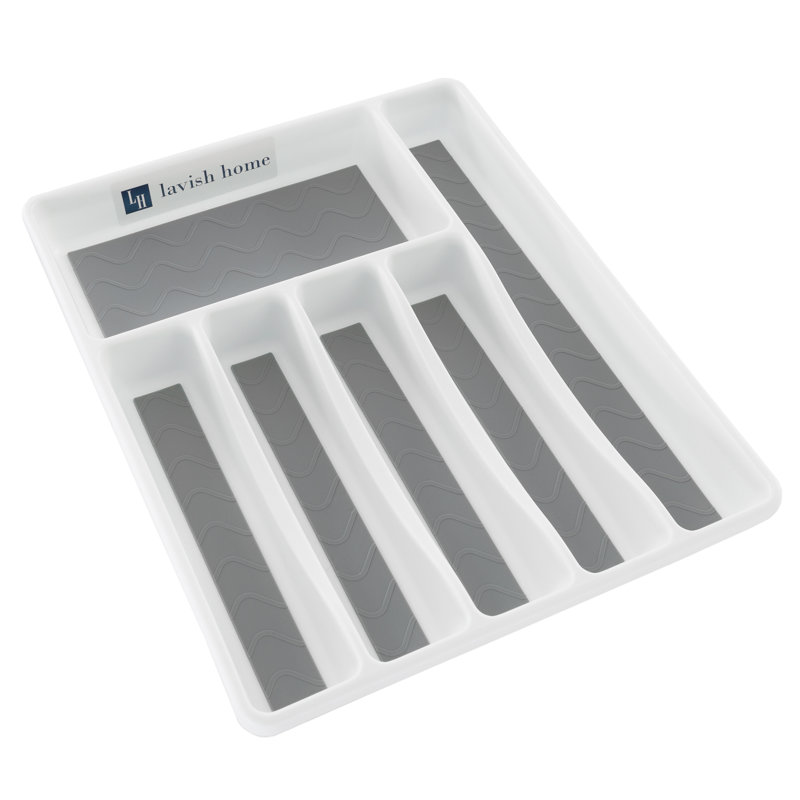 Plateau à couverts Lavish Home pour tiroir, avec 6 compartiments et plateau antidérapant pour ustensiles - Idéal pour les ustensiles de cuisine, les fournitures de bureau et les produits de maquillage.