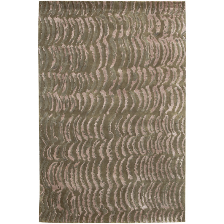 Dixon Abstract Hand Knotted Moss Area Rug