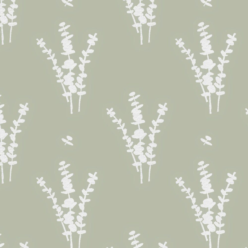 Eucalyptus Square Pillow Cover & Insert, White/Sage Floral, 24"H x 24"W