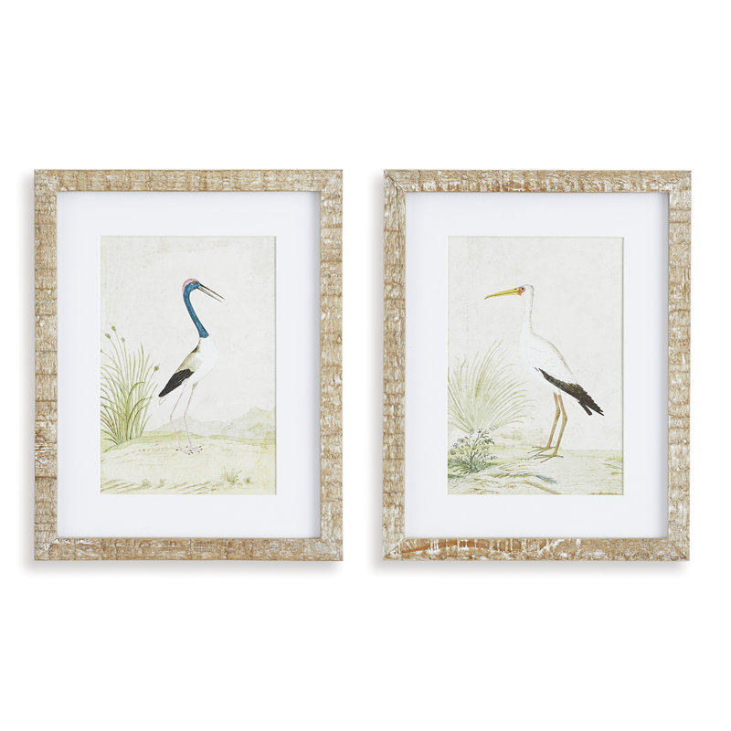 Hwan Wading Bird - Ensemble de 2 peintures encadrées