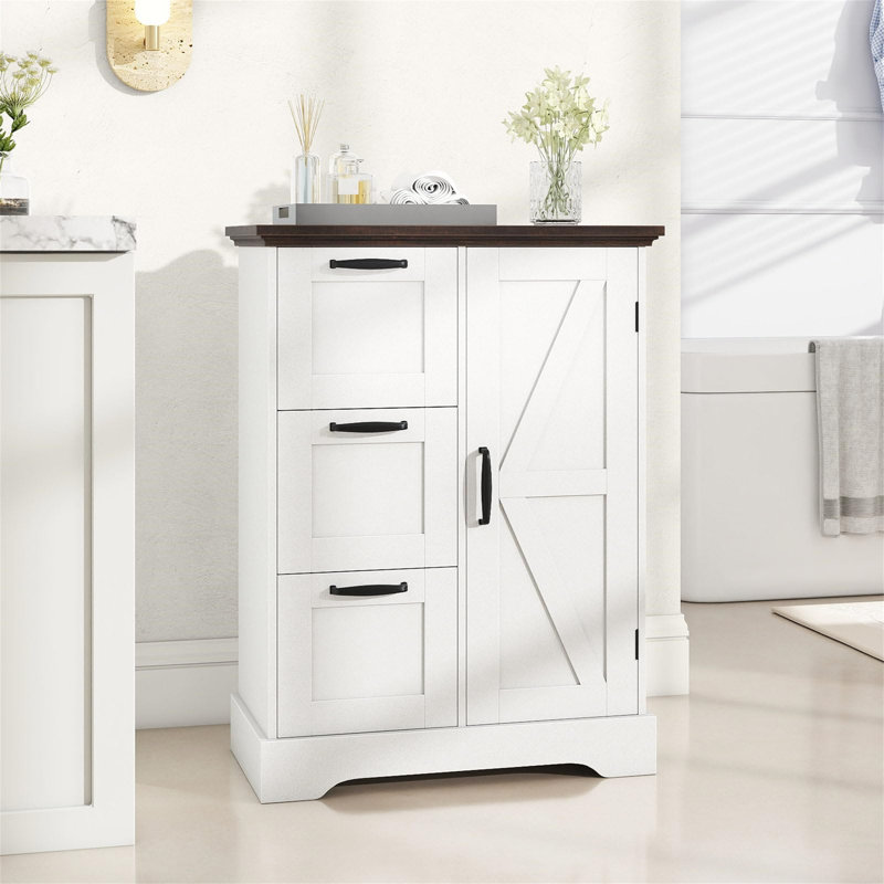 Bathroom Cabinet, White/Brown