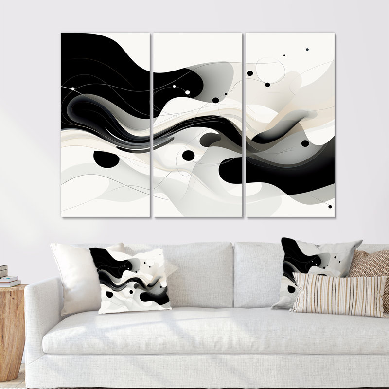 Corneilous - ensemble de décorations murales vagues, Toile tendue, H 32 po x l 48 po x P 1 po