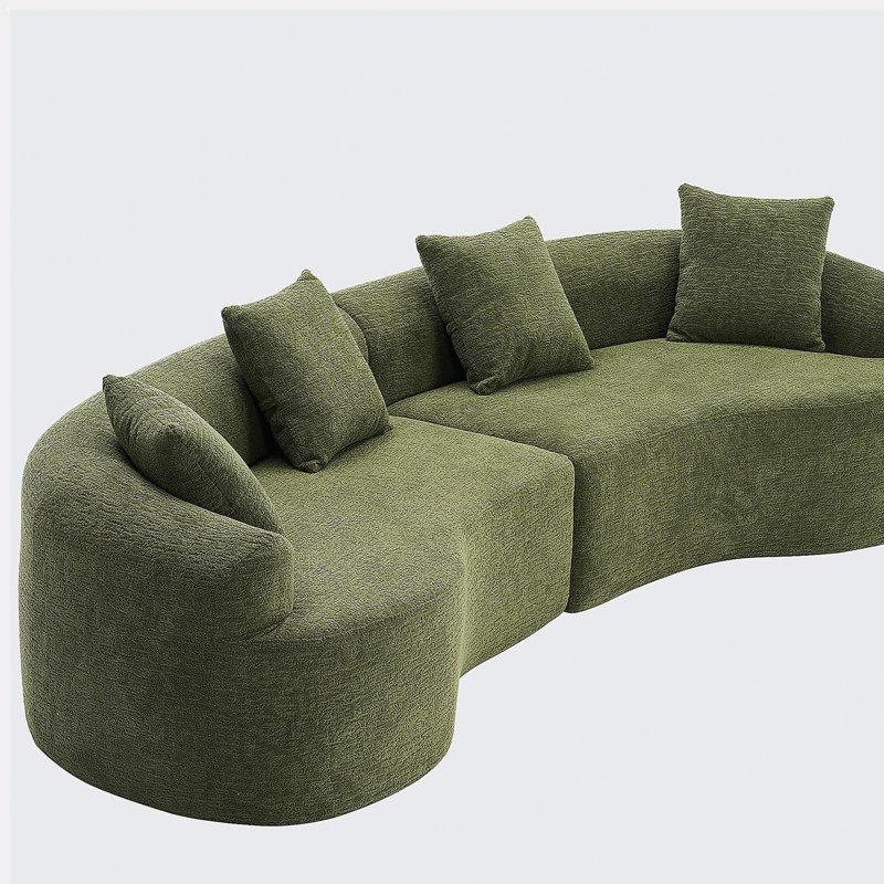 Canapé modulaire courbé en mousse à compression complète vert, canapé-lit en velours haute densité 30D, convenant aux appartements, 800 livres L 110 po