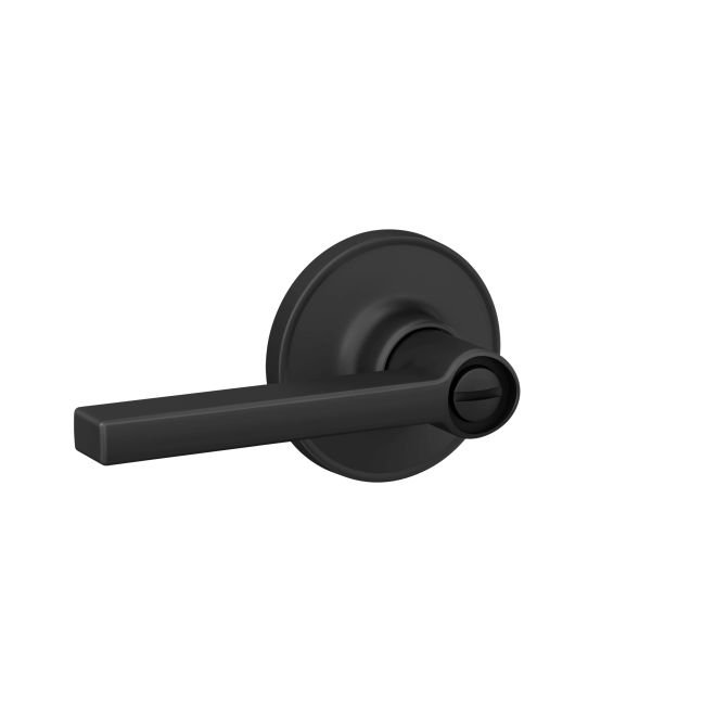Solstice Privacy Door Lever with Rosette, Matte Black