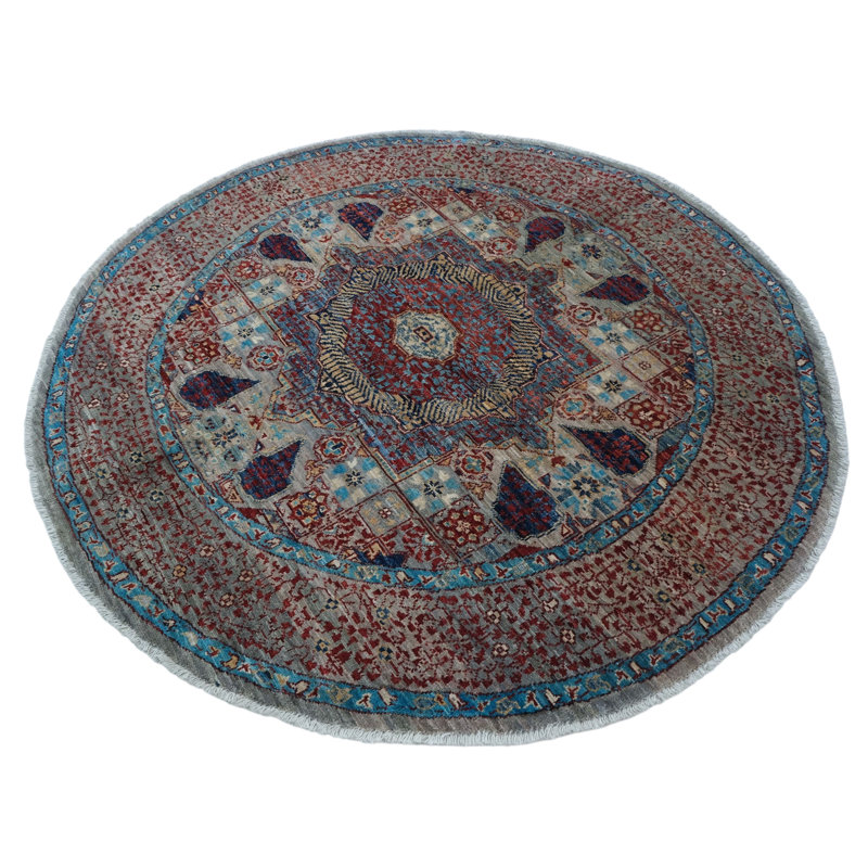 High-Quality Hand-Knotted Navy And Red Area Rug