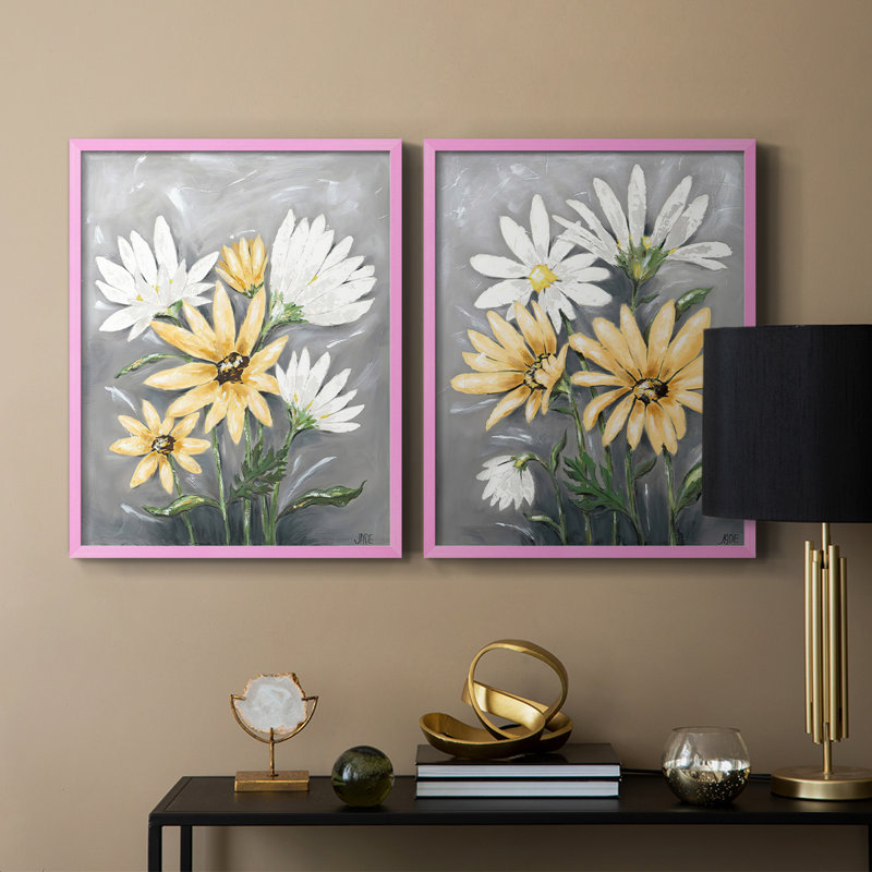 «Summer Daisies I», reproduction encadrée de qualité supérieure - prête à être accrochée - aucun clou requis - aucun clou requis